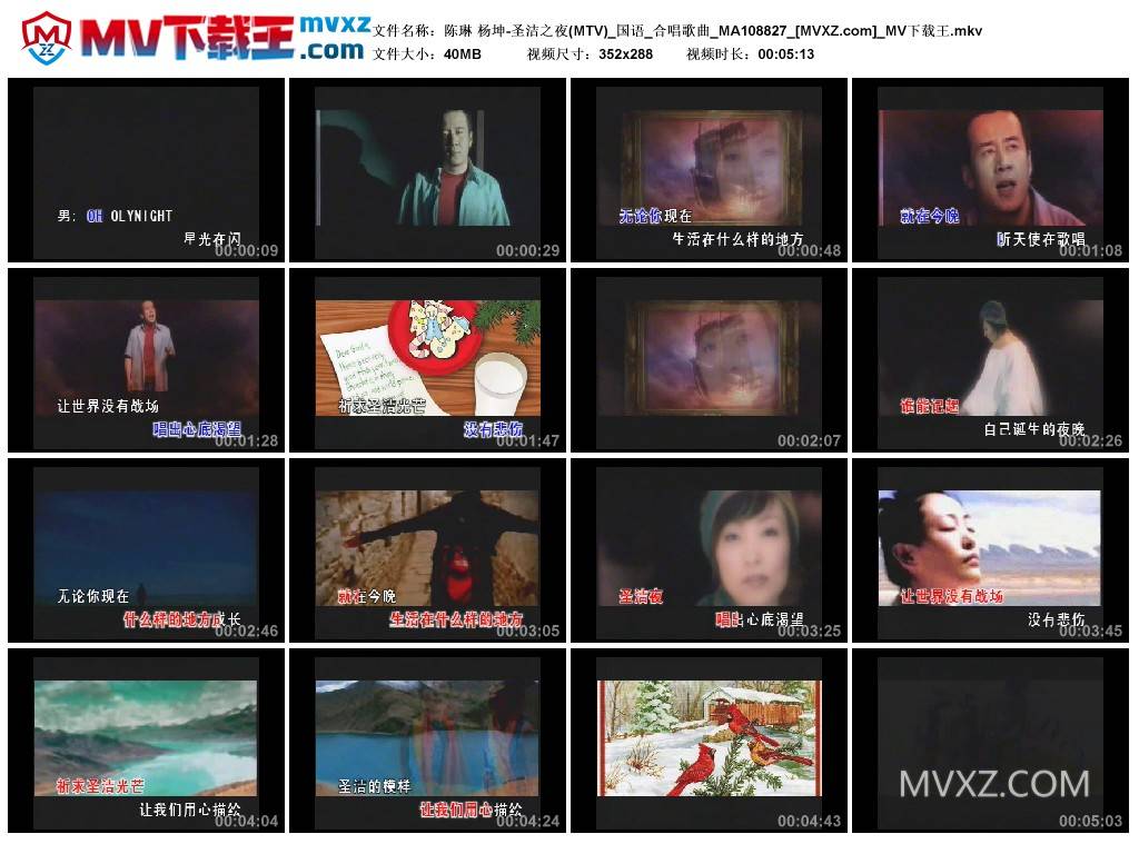 陈琳 杨坤-圣洁之夜(MTV)_国语_合唱歌曲_MA108827
